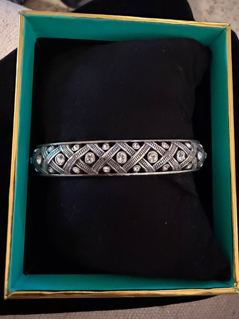 Brighton Silver-Tone Crystal Lattice Bangle Bracelet